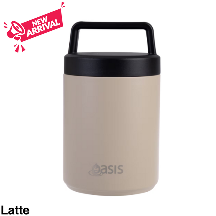 Oasis Double Wall Food Flask W/ Handle 480Ml Latte