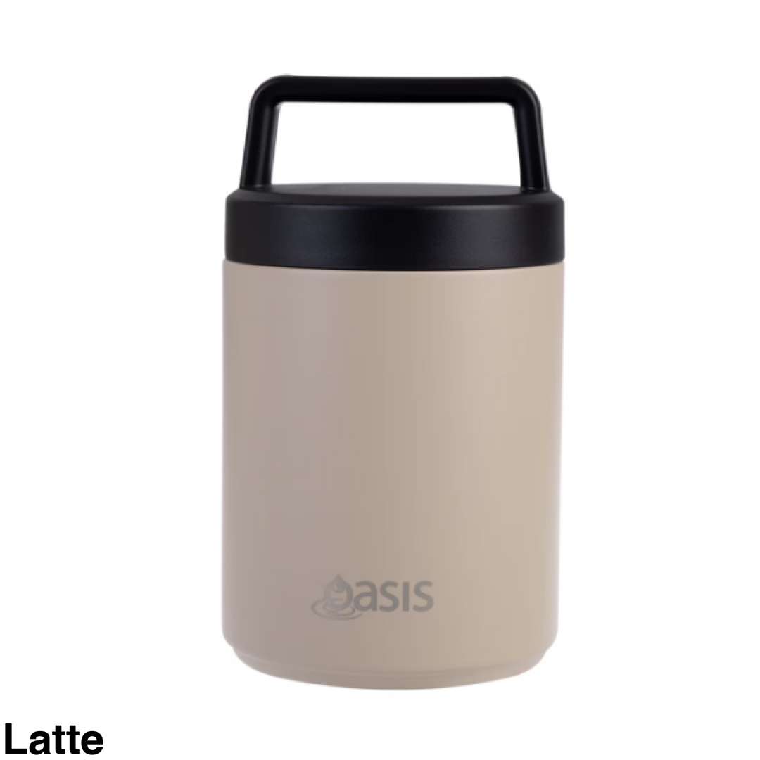 Oasis Double Wall Food Flask W/ Handle 480Ml Latte