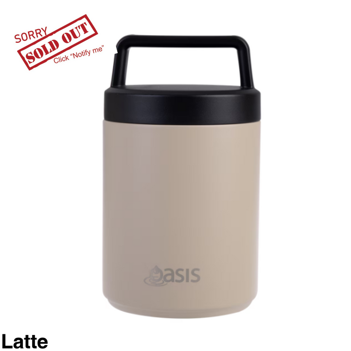 Oasis Double Wall Food Flask W/ Handle 480Ml Latte