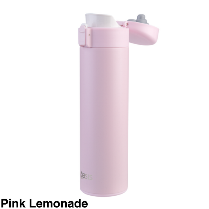 Oasis Insulated Flip Top Flask 480ml Pink Lemonade