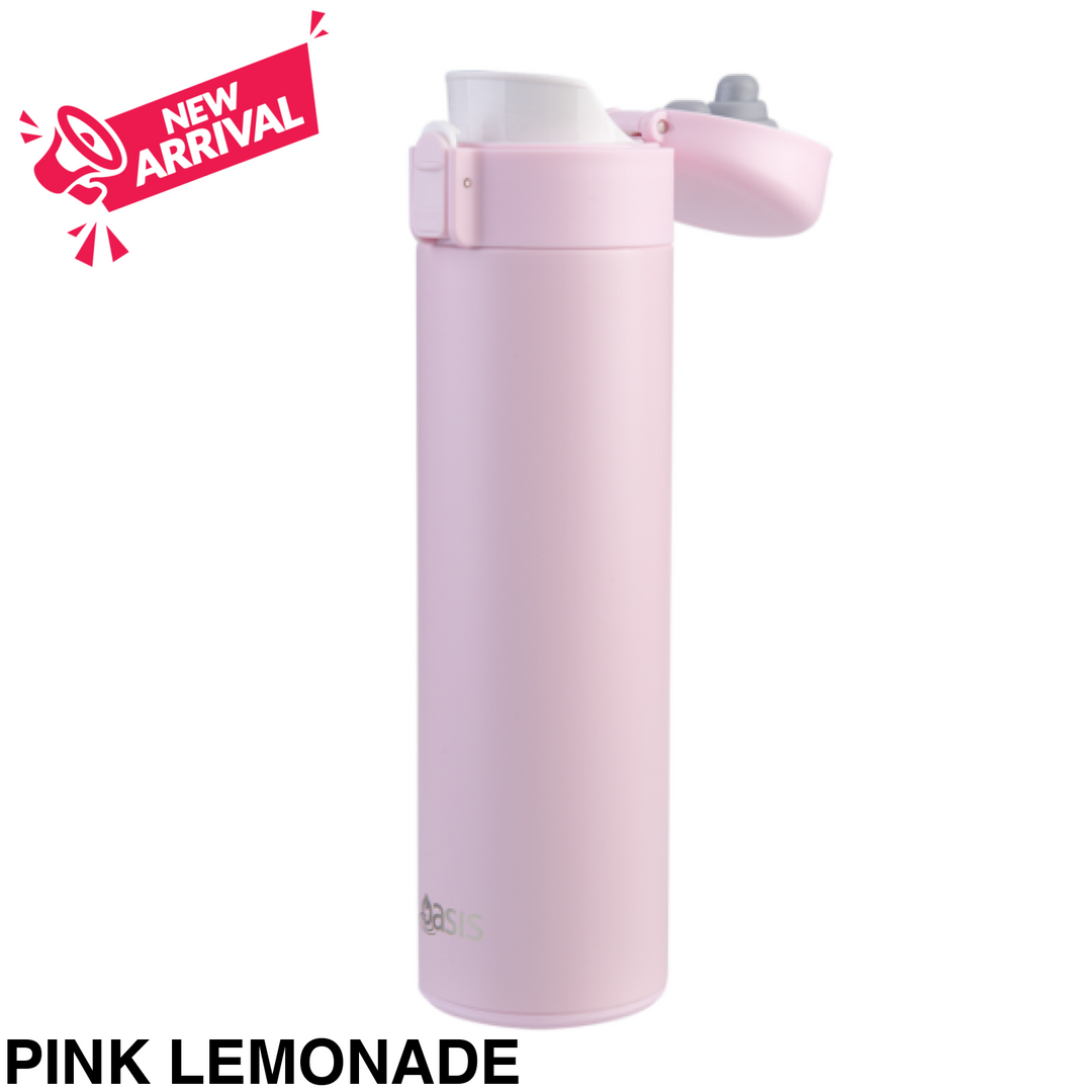 Oasis Insulated Flip Top Flask 480ml Pink Lemonade