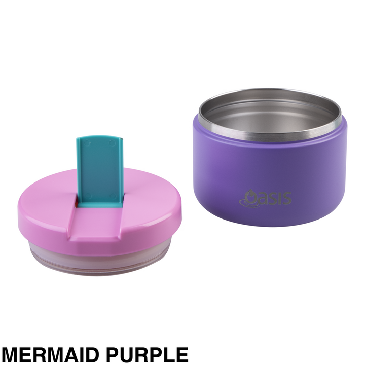 Oasis Insulated Food Flask With Quick Release Lid 300ml Mermaid Purple