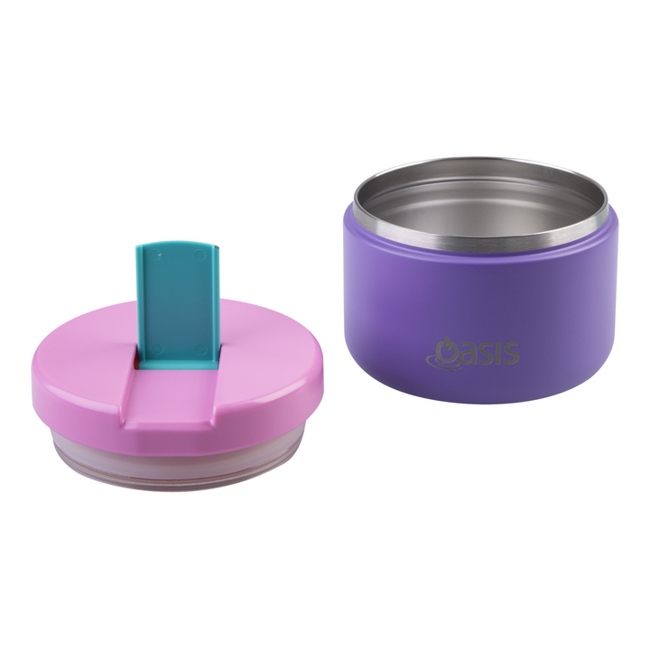 Oasis Insulated Food Flask With Quick Release Lid 300ml Mermaid Purple