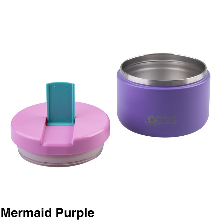 Oasis Insulated Food Flask With Quick Release Lid 300ml Mermaid Purple