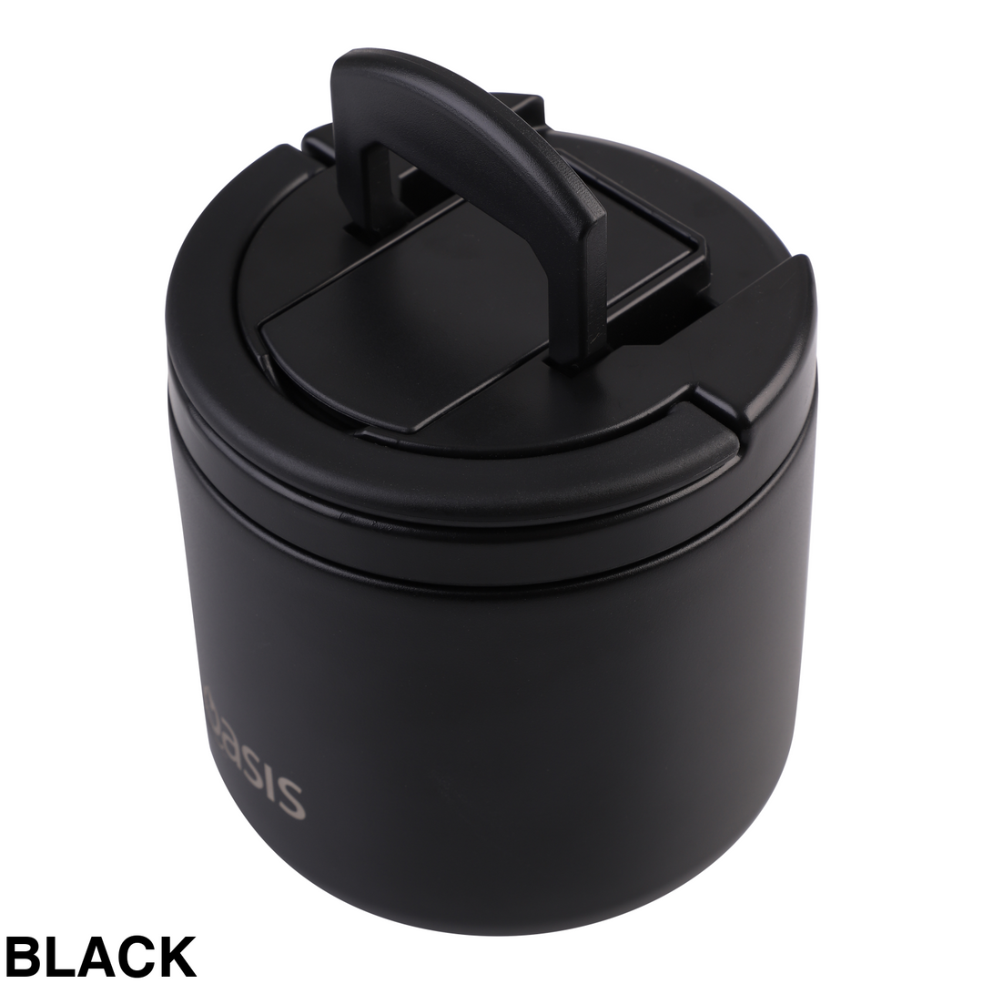 Oasis Insulated Food Flask With Quick Release Lid 550ml Black
