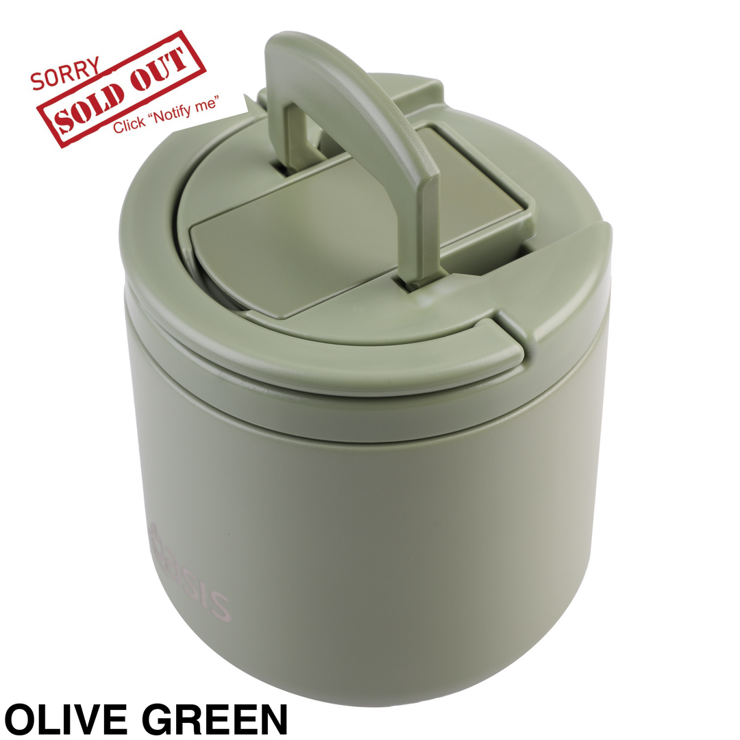 Oasis Insulated Food Flask With Quick Release Lid 550ml Olive Green