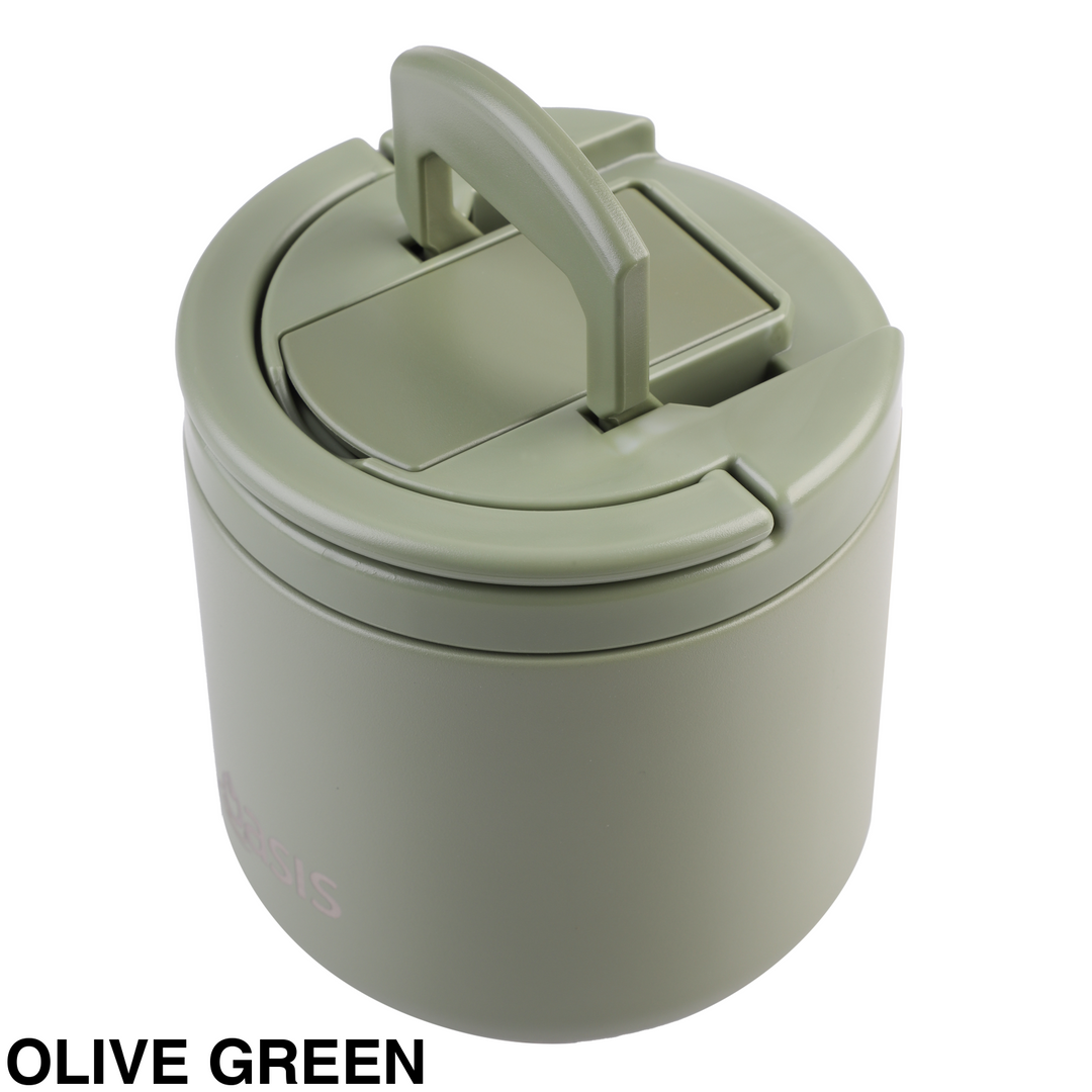 Oasis Insulated Food Flask With Quick Release Lid 550ml Olive Green