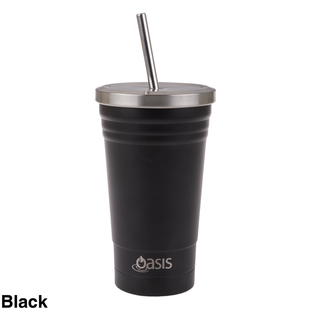 Oasis Insulated Smoothie Tumbler With Straw 500Ml Black