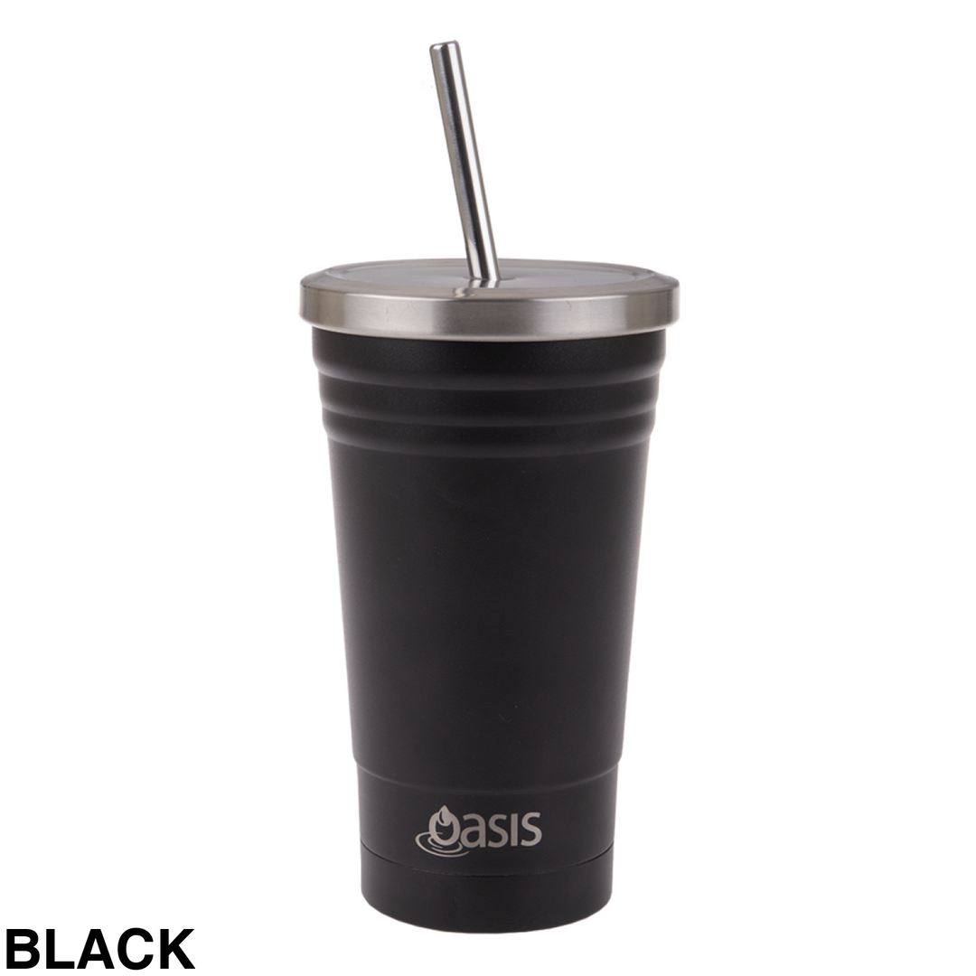 Oasis Insulated Smoothie Tumbler With Straw 500Ml Black