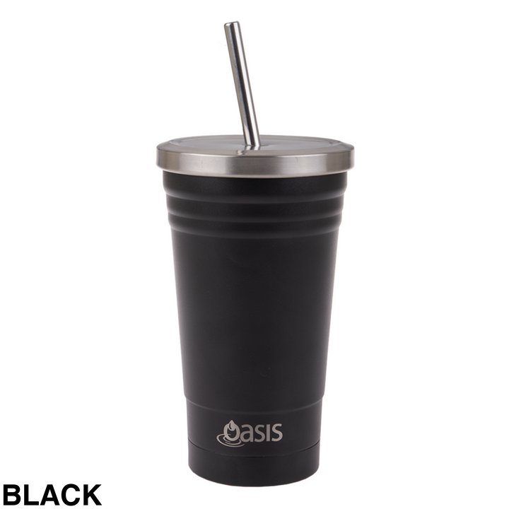 Oasis Insulated Smoothie Tumbler With Straw 500Ml Black