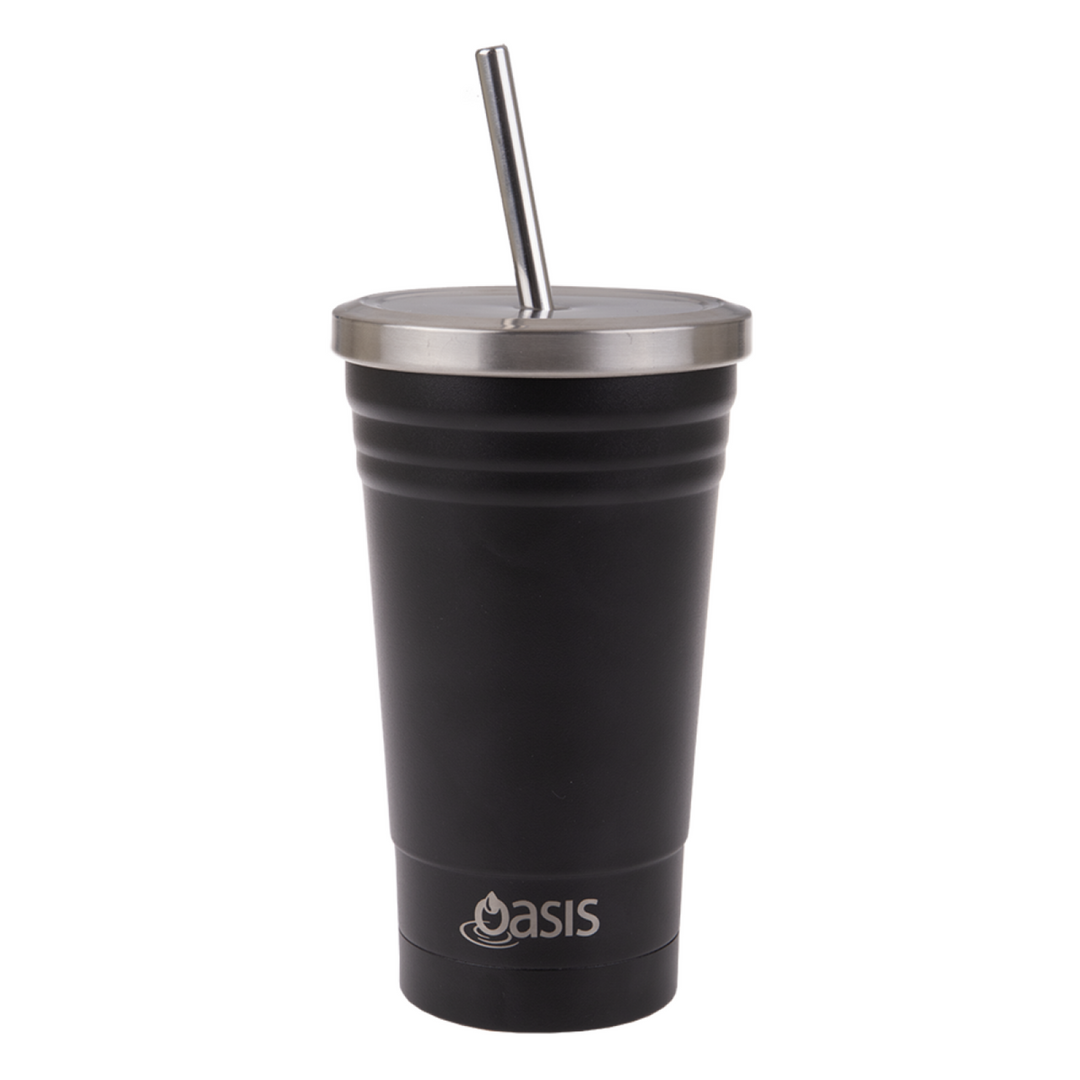 Oasis Insulated Smoothie Tumbler With Straw 500Ml Black