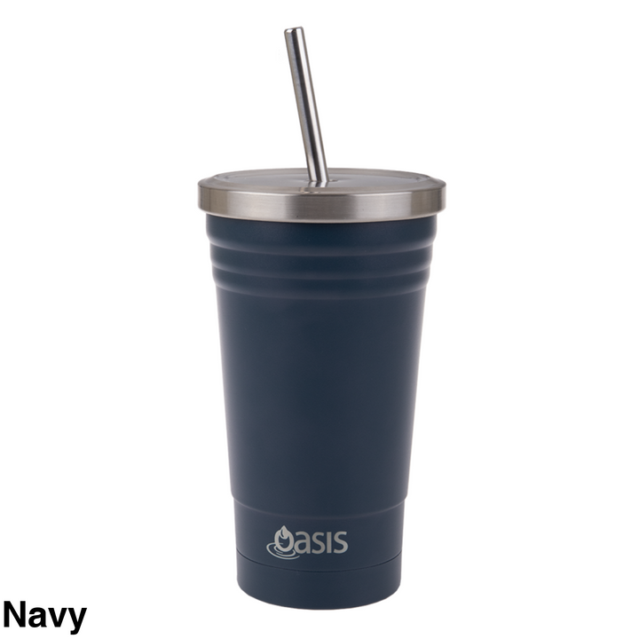 Oasis Insulated Smoothie Tumbler With Straw 500Ml Navy