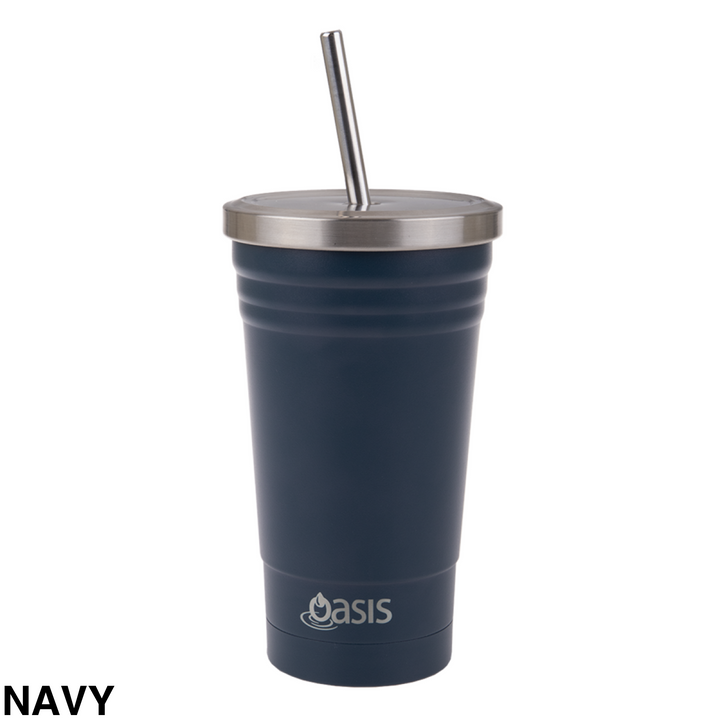 Oasis Insulated Smoothie Tumbler With Straw 500Ml Navy