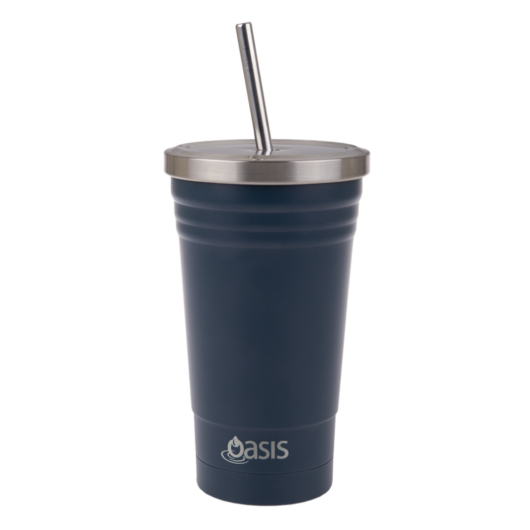 Oasis Insulated Smoothie Tumbler With Straw 500Ml Navy