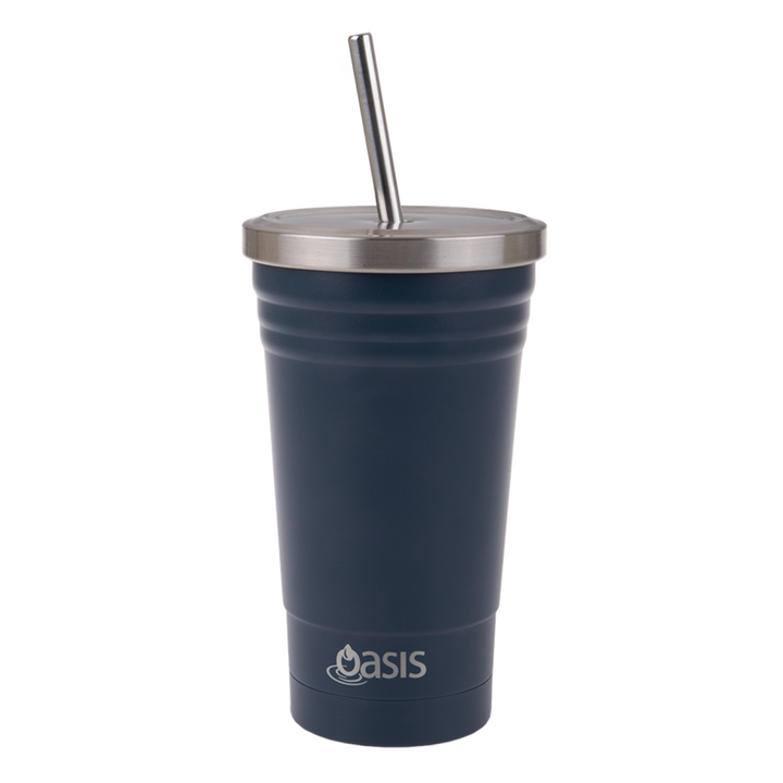 Oasis Insulated Smoothie Tumbler With Straw 500Ml Navy