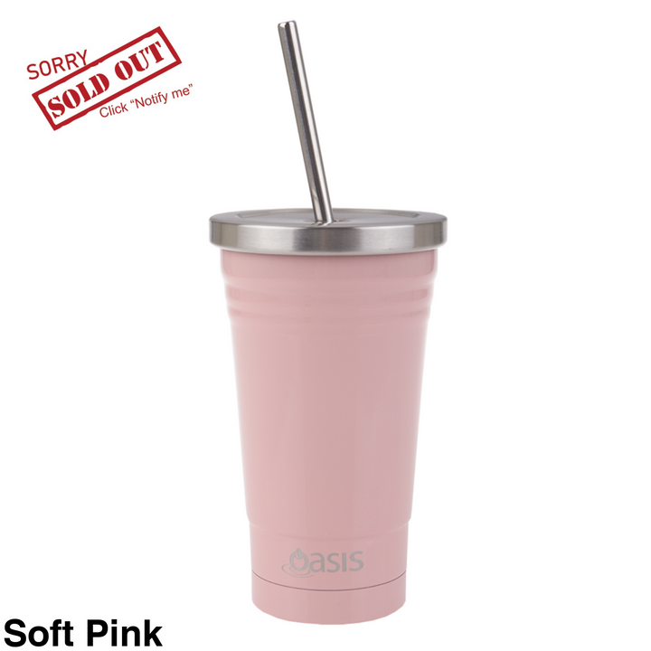 Oasis Insulated Smoothie Tumbler With Straw 500Ml Soft Pink