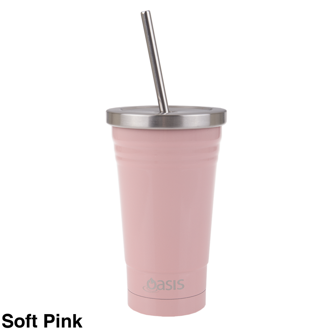 Oasis Insulated Smoothie Tumbler With Straw 500Ml Soft Pink