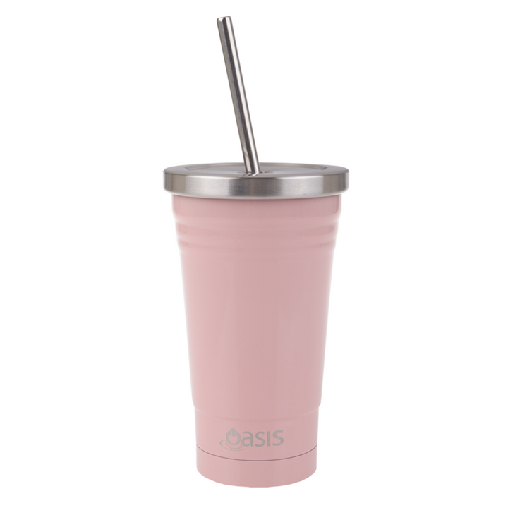 Oasis Insulated Smoothie Tumbler With Straw 500Ml Soft Pink