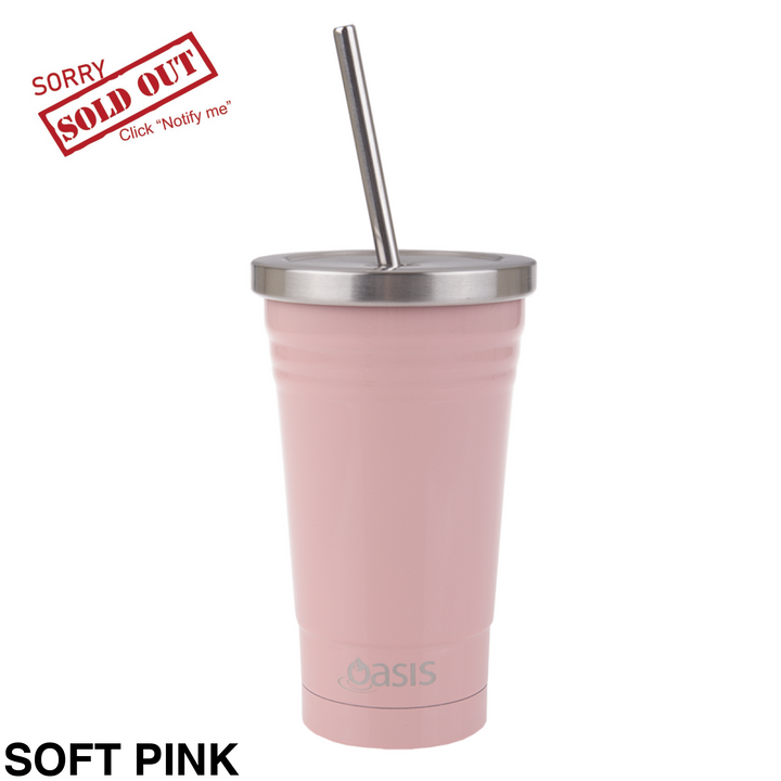 Oasis Insulated Smoothie Tumbler With Straw 500Ml Soft Pink