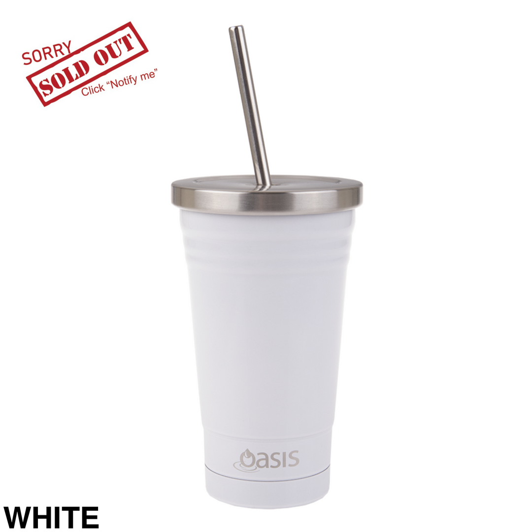 Oasis Insulated Smoothie Tumbler With Straw 500Ml White
