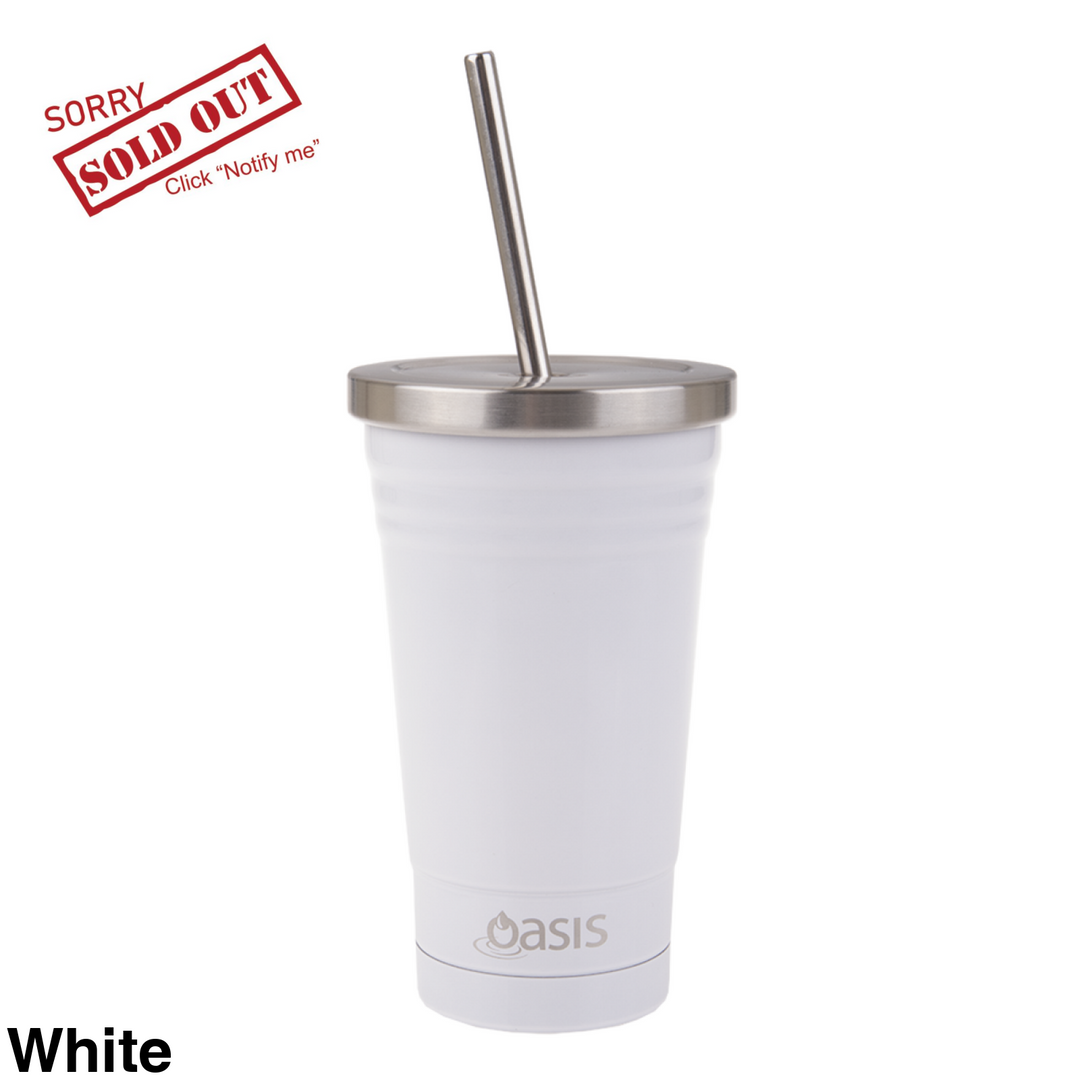 Oasis Insulated Smoothie Tumbler With Straw 500Ml White
