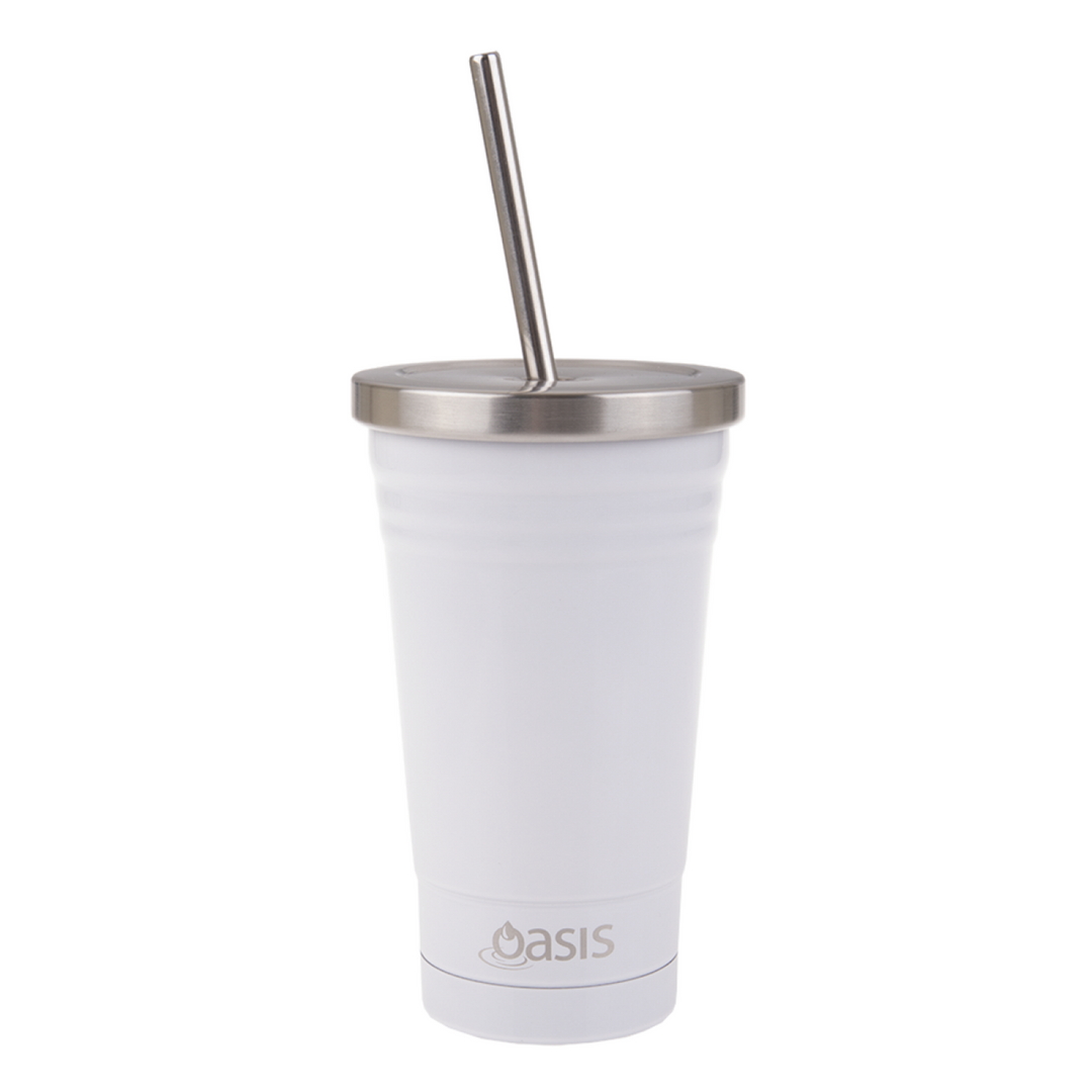 Oasis Insulated Smoothie Tumbler With Straw 500Ml White