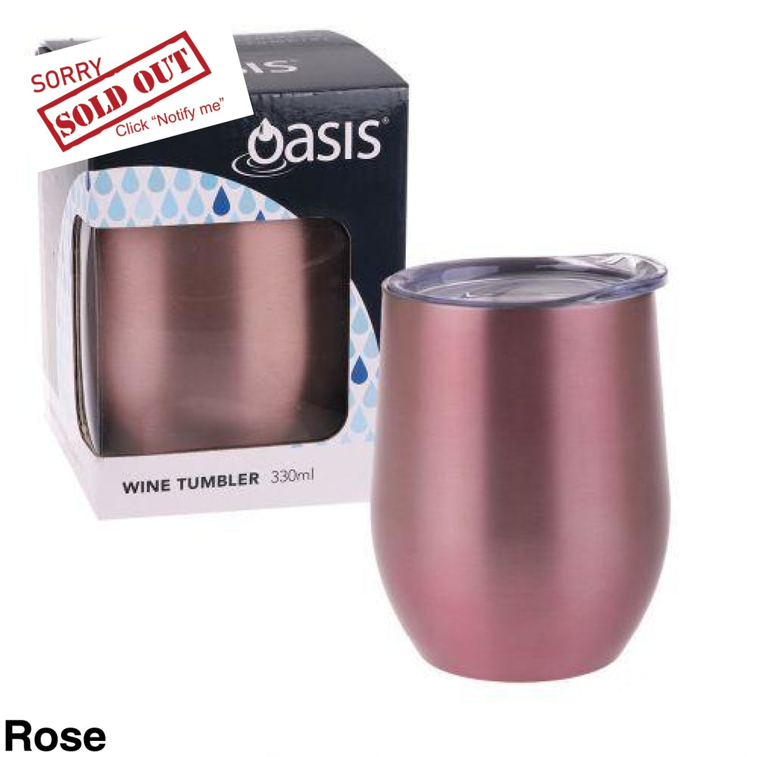 Oasis Insulated Wine Tumbler 330Ml Gift Boxed Rose