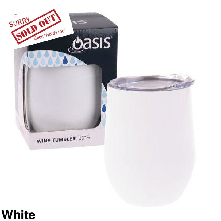 Oasis Insulated Wine Tumbler 330Ml Gift Boxed White