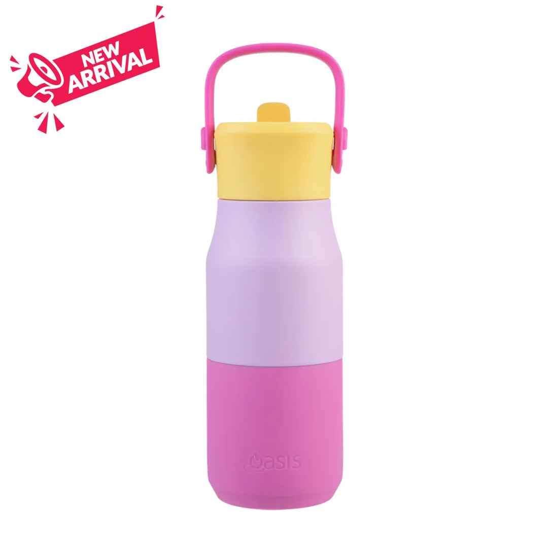 Oasis Jnr Drink Bottle with sipper 400ml Bubblegum Pink