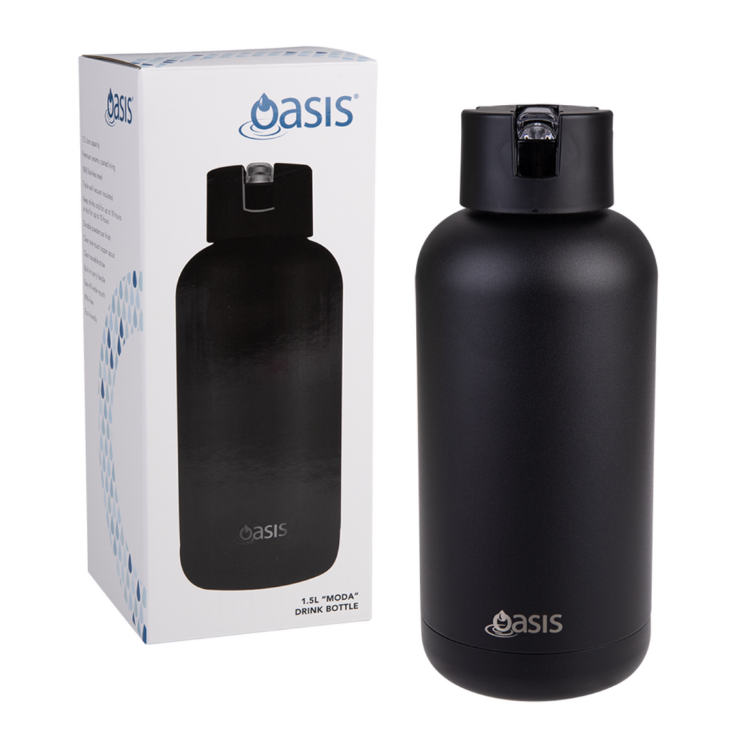 Oasis Moda Triple Insulated 1.5L Bottle Black
