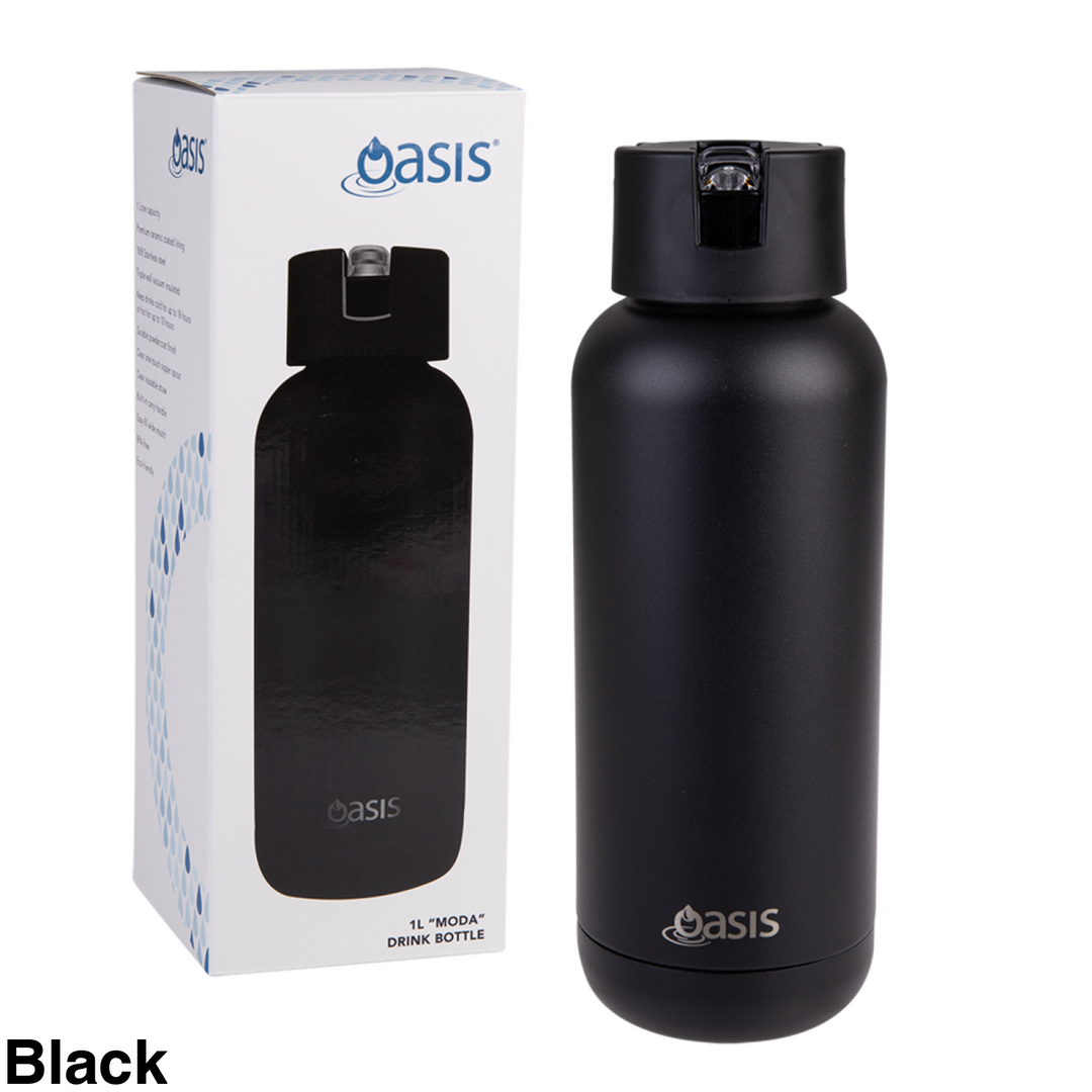 Oasis Moda Triple Insulated 1L Bottle Black