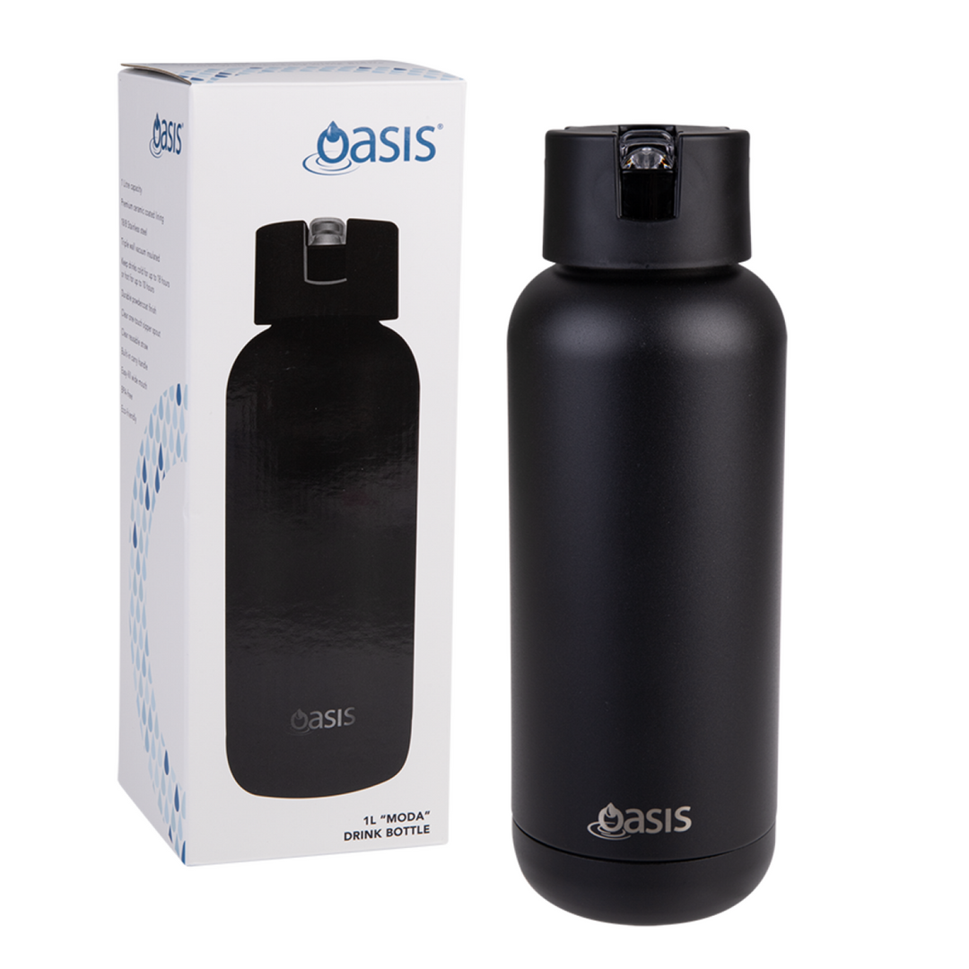 Oasis Moda Triple Insulated 1L Bottle Black