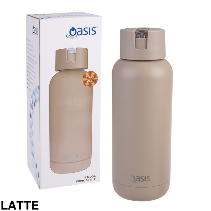 Oasis Moda Triple Insulated 1L Bottle Latte