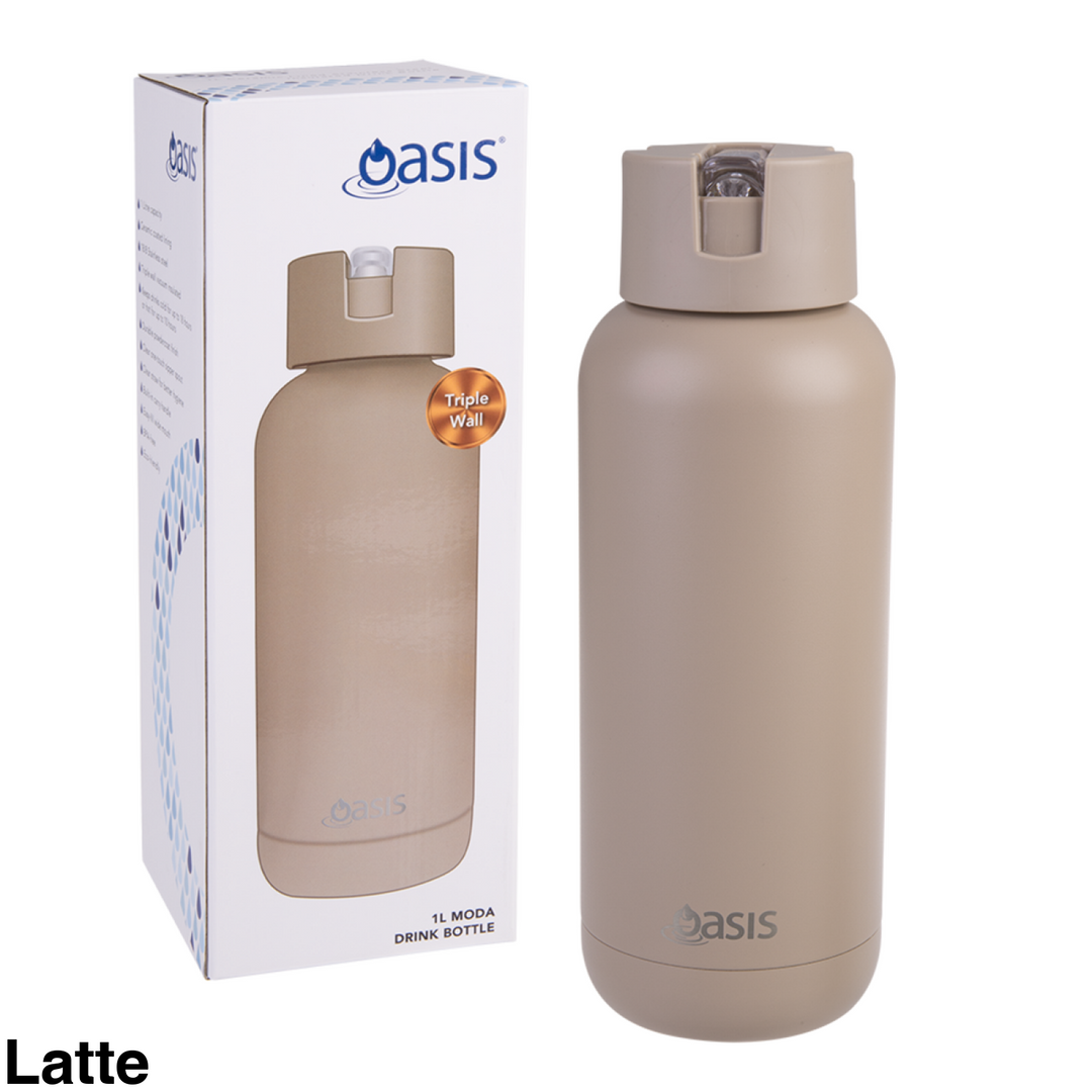 Oasis Moda Triple Insulated 1L Bottle Latte