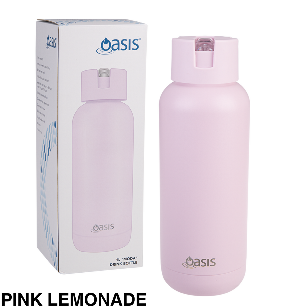 Oasis Moda Triple Insulated 1L Bottle Pink Lemonade
