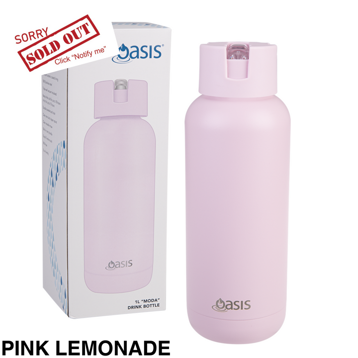 Oasis Moda Triple Insulated 1L Bottle Pink Lemonade