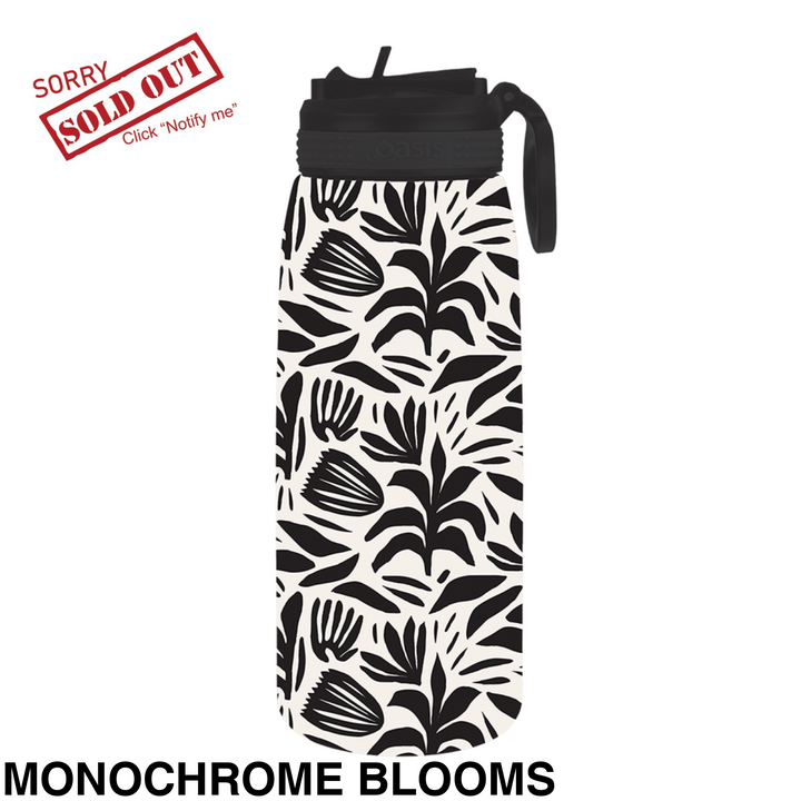Oasis Patterned Sipper Bottle 780Ml Monochrome Blooms