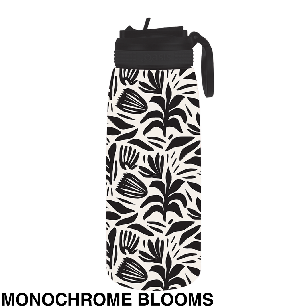 Oasis Patterned Sipper Bottle 780Ml Monochrome Blooms