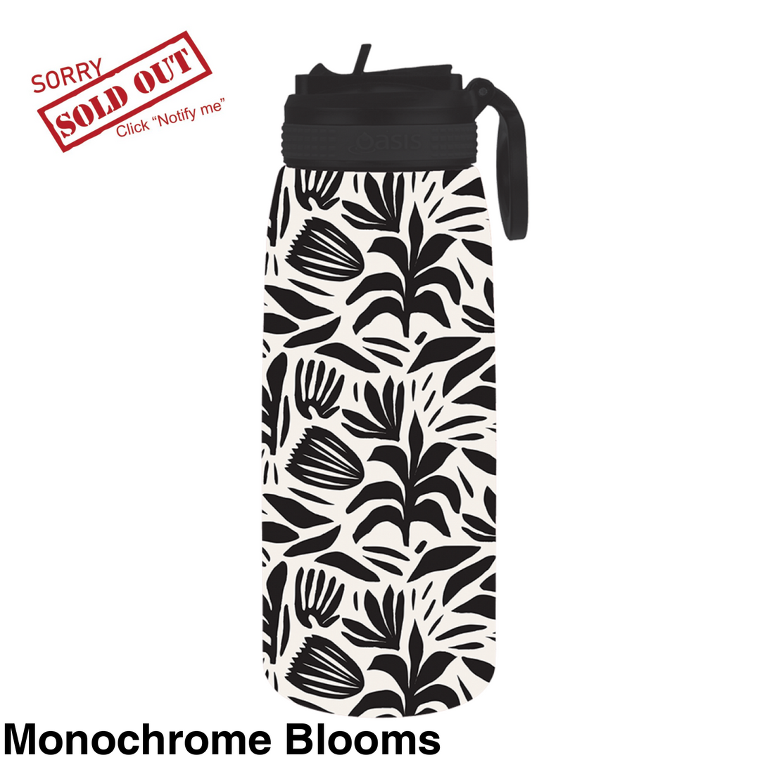 Oasis Patterned Sipper Bottle 780Ml Monochrome Blooms