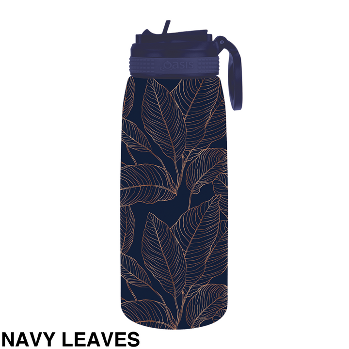 Oasis Patterned Sipper Bottle 780Ml Navy Leaves