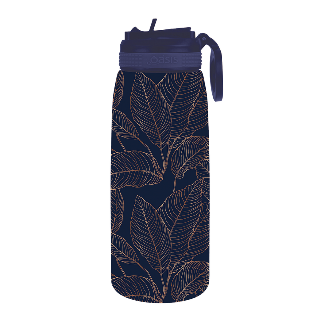 Oasis Patterned Sipper Bottle 780Ml Navy Leaves