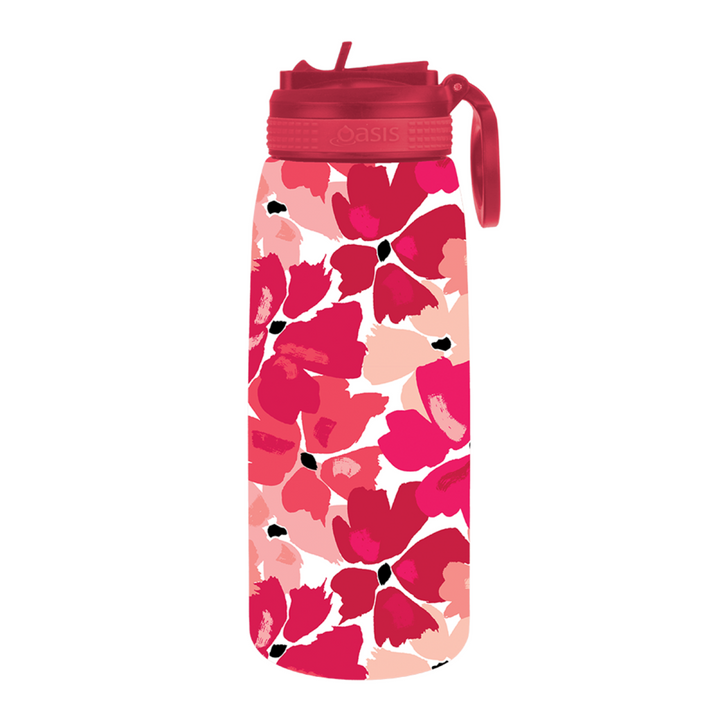 Oasis Patterned Sipper Bottle 780Ml Red Poppies