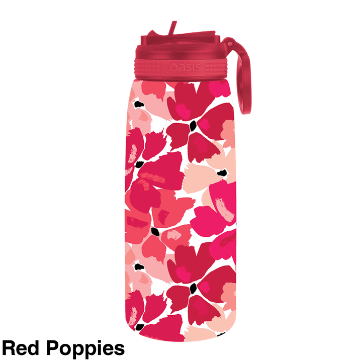 Oasis Patterned Sipper Bottle 780Ml Red Poppies