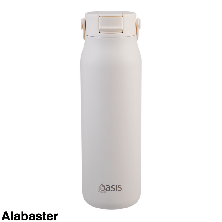 Oasis Sorrento Ceramic Lined Double Wall Sipper Bottle 900ml Alabaster