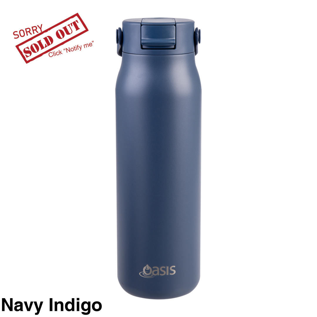 Oasis Sorrento Ceramic Lined Double Wall Sipper Bottle 900ml Navy Indigo