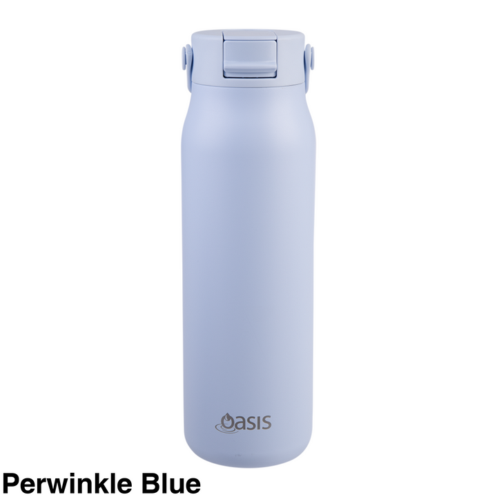 Oasis Sorrento Ceramic Lined Double Wall Sipper Bottle 900ml Perwinkle Blue