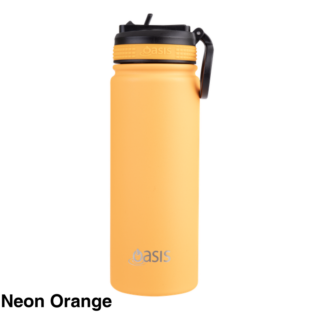 Oasis Sports Bottle w/ Sipper Lid Neon Orange