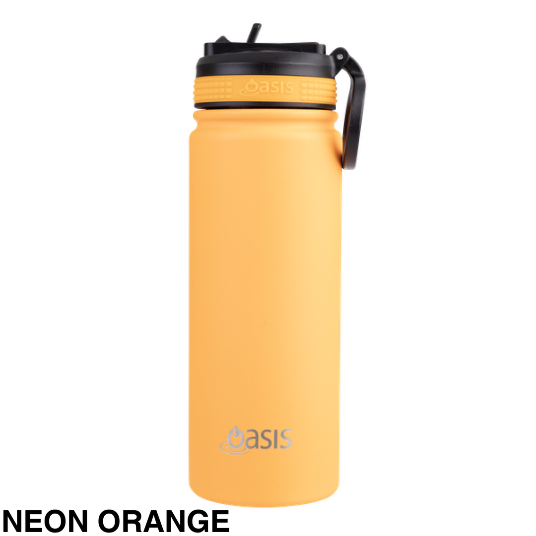 Oasis Sports Bottle w/ Sipper Lid Neon Orange