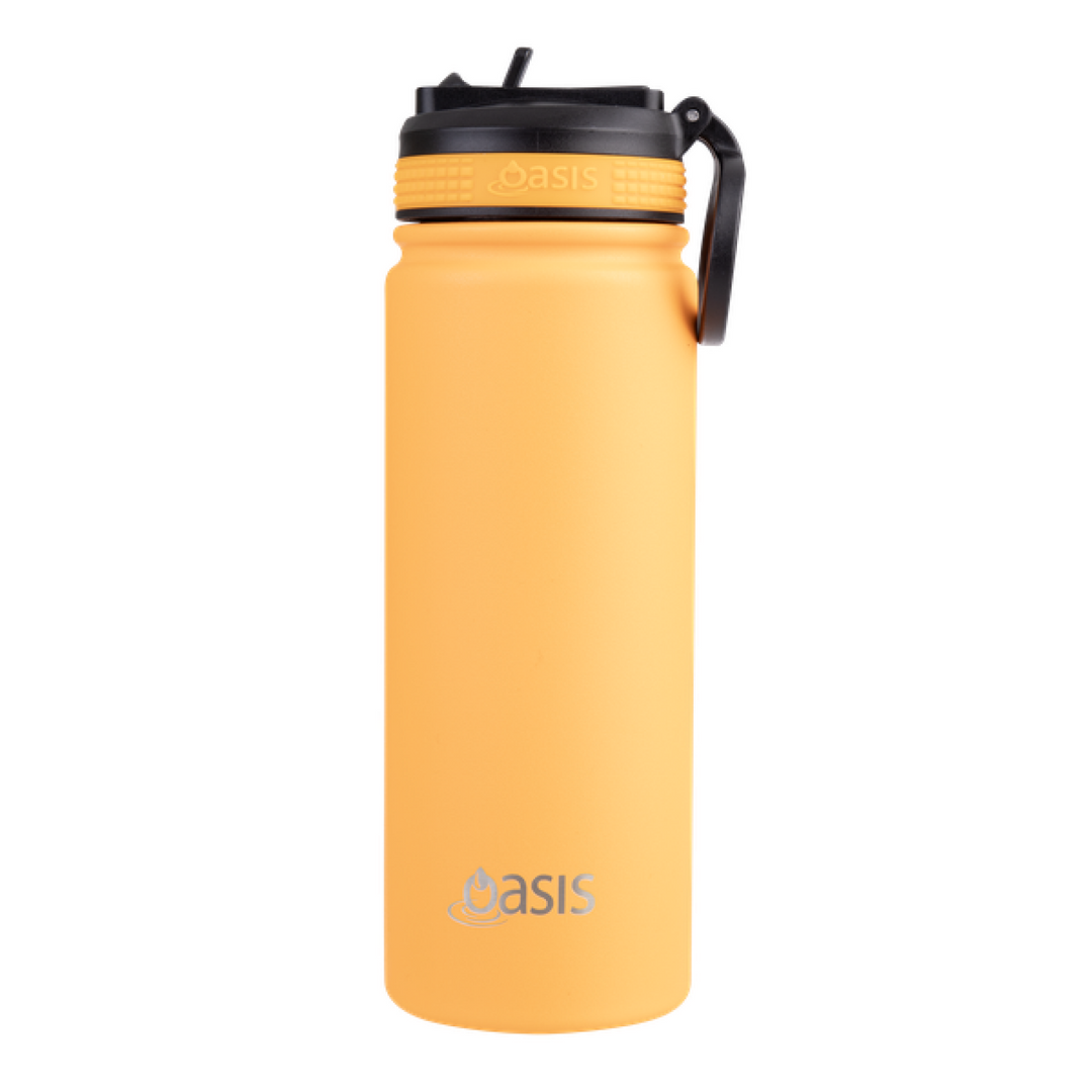 Oasis Sports Bottle w/ Sipper Lid Neon Orange