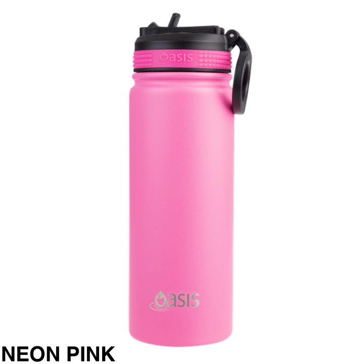 Oasis Sports Bottle w/ Sipper Lid Neon Pink